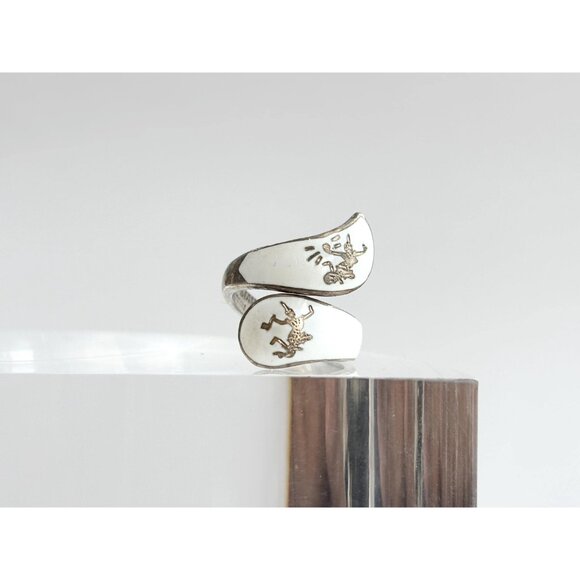 White Guilloche Wrap Siam Thai 925 Sterling Silver Vintage Ring - sz 5.25 - Picture 2 of 14